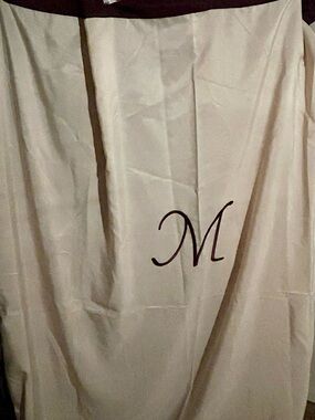 Kirklands Tan Shower Curtain with Brown 'M' Monogram